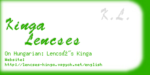 kinga lencses business card